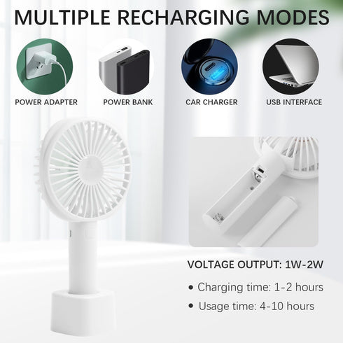 Handheld Fan Mini Portable Fan,USB Rechargeable Small Portable Fan,Battery Operated, 3 Powerful Wind Speed,8 Hours Long Working Time for Kids Wome...