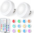 2 Pack Battery Operated Light Bulbs, 13 RGB Color Battery Powered LED Light Bulb with Remote Control, Dimmable E26 Screw in Puck Lights for Non El...
