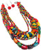 COLORFUL BLING Handmade Multi-Layer Chunky Wooden Beads Bib Necklace Earrings Set African Statement Collar Choker Multi Strand Necklace Boho Jewel...