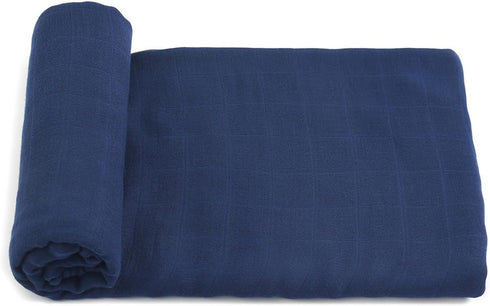 Muslin Swaddle Blanket, 100% Viscose Made from Bamboo Solid Dark Blue Unisex Swaddle Wrap, Soft Silky Muslin Swaddle Blankets Neutral Receiving Bl...