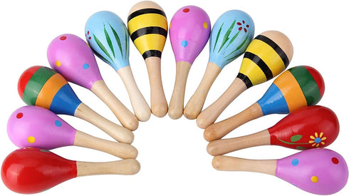Sansheng 6 PCS Mini Fiesta Wooden Maracas Toys, Wooden Maracas Festival Painting, Wooden Carnival Maracas (Random Colors)...