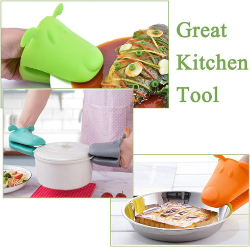 QTECLOR Mini Oven Mitts Gloves-BPA Free Silicone,Heat Resistant, Cooking Pinch Mitts Potholder for Kitchen Cooking & Baking...