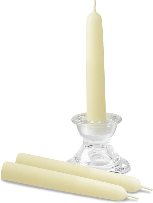 Hyoola 4" Beeswax Taper Candles 12 Pack - Handmade, All Natural, 100% Pure Unscented Bee Wax Candle - Tall, Decorative, White 4 Hour Burn Time...