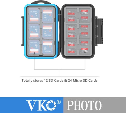 VKO SD SDHC SDXC Micro SD TF Memory Card Case Holder Organizer Carrying Box Keeper,Shockproof Storage Protector Cover for Computer Camera Media 12...