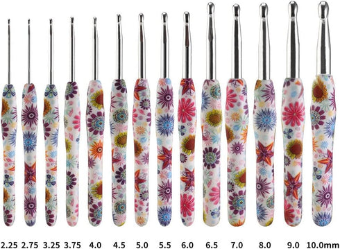 2.25mm Crochet Hook, Ergonomic Handle for Arthritic Hands, Soft Rubber Grip Extra Long? Knitting Needles for Beginners and Knitting Crocheting Yar...
