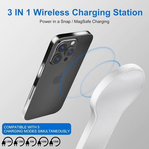 3 in 1 Wireless Charging Station for Apple, Magnetic Foldable Charger for Magsafe, Fast Charging Portable Charger Stand for iPhone 15/14/13/12/Pro...