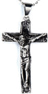 COOLSTEELANDBEYOND Stainless Steel Gothic Crucifix Cross Necklace Pendant Necklace with 30 Inches Steel Ball Chain...
