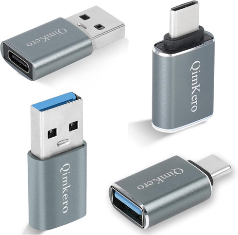 (4-Pack) 2 * Type C Female to A Male Charger Converter & 2 * USB C Male to USB Female OTG Adapter, for iPhone 12, 13, 14, 15, Apple, AirPods, iPad...