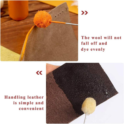 BUTUZE Wool Daubers Wool Daubers Ball Brush Leather Dye Tool with Metal Handle Wool Daubers for Leather Dyes for DIY Crafts Projects (75 Pcs)...