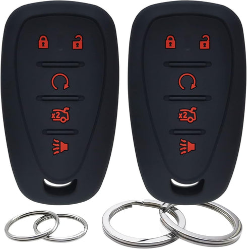 GFDesign 2 Pcs Silicone 5 Buttons Key Fob Cover Remote Case Keyless Protector Compatible with 2016-2020 Chevrolet Chevy Malibu Camaro Cruze Equino...
