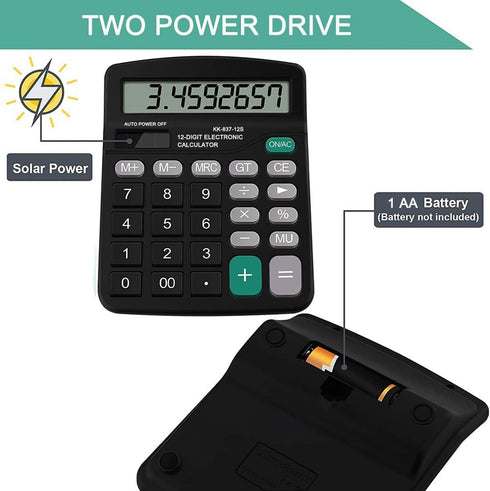 Office Desk Calculator, Cute Calculator for Kids, Basic Calculators Desktop, Dual Power Simple Financial Calculator with Big Button Large Display ...