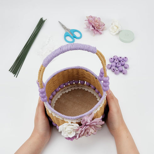 ORIGACH 102 Pcs DIY Macrame Basket Kit Cotton Rope Basket Weaving Kits for Beginners with Video Tutorials Storage Basket with Handles for Picnic H...