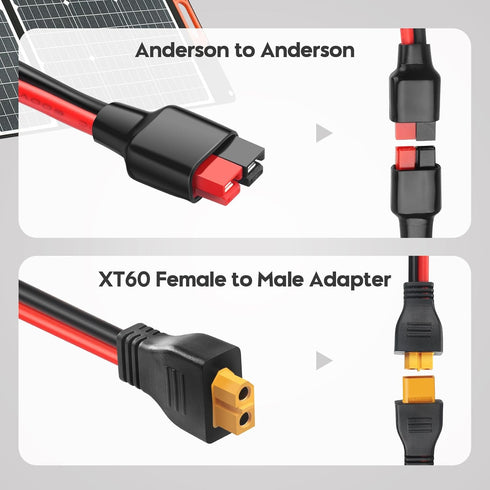 10AWG XT60 to Anderson Adapter 45A XT60 Female to Anderson Connector Cable for RC Battery Solar Portable Power Power Station and Solar Panel Exten...