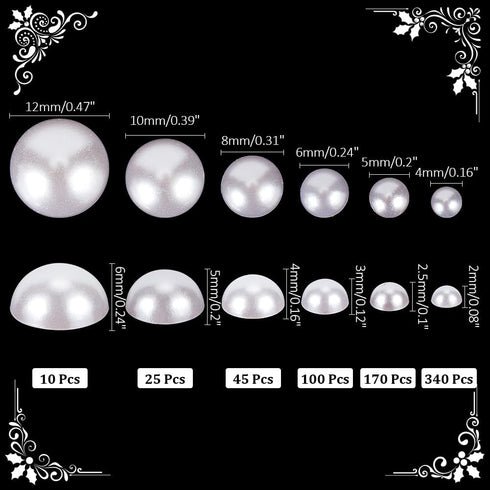 PH PandaHall 6 Sizes White Flat Back Pearls Cabochon 690pcs Flat Pearls Gems for Cup Nails Crafts Shoes Hairband Scrapbooking Embellishment Makeup...