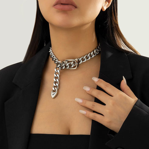 Versatile Unisex Chunky Cuban Link Choker Necklace,Silver/14K Gold Plated Bold Punk Style Thick Wide Chain Link Jewelry for Women and Men...