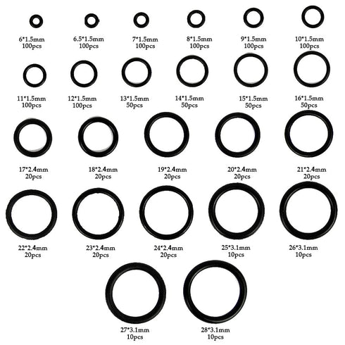 1200Pcs O Ring Kit 24 Sizes O Rings Assortment Rubber O-Ring Sealing Gasket Washer Seal Assortment Set NBR Metric O-Ring Assortment Kit for Plumbi...