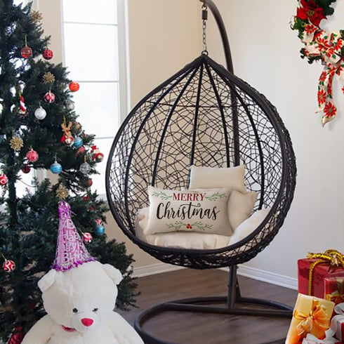 DFXSZ Merry Christmas Pillow Covers Holly Berries Lumbar Pillow Covers Outdoor Pillowcase 12x20 Inch for Home Decoration...