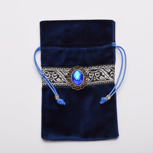 BLESSUME Square Velvet Altar Tarot Table Cloth and Pouch Dark Blue...