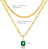 ACECHA Gold Layered Necklaces for Women, 18K Gold Plated Emerald Pendant Rectangle Necklaces for Teen Girls, Layering Choker Necklace Jewelry Gift...