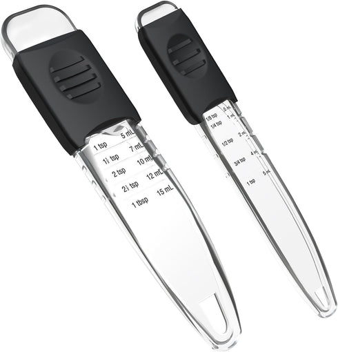 Professional Adjustable Measuring Spoons Set of 2#2258, Fits in Spice Jars, Teaspoon Measuring Spoons 9 in 1 for Dry and Liquid, BPA- free & Dishw...