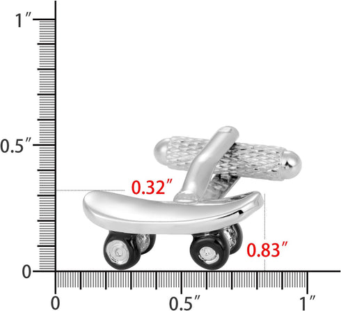 Silver Tone skateboarding Cufflinks For Men With Gift Box....