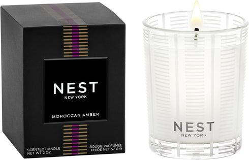 NEST New York Scented Votive Candle, Moroccan Amber - 2 oz - Up to 28-Hour Burn Time - Reusable Glass Vessel...