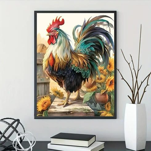 JFYHAB Chicken Diamond Painting Kits for Adults, Full Drill Sunflowers 5D Diamond Painting by Number Kits for Home Wall Decor, Diamond Art Kits, D...