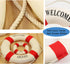 MorroMorn Lifebuoy Wall Hanging Decor - Welcome Aboard Mediterranean Style Home Decoration (Red, 14")...