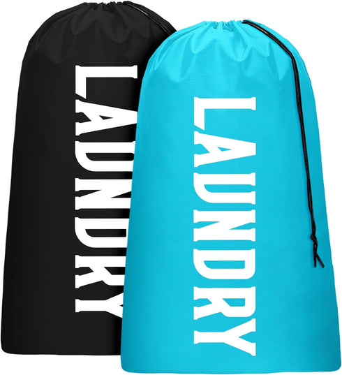 2 Pack XL Travel Laundry Bag, Machine Washable Dirty Clothes Organizer, Large Enough to Hold 4 Loads of Laundry, Easy Fit a Laundry Hamper or Bask...