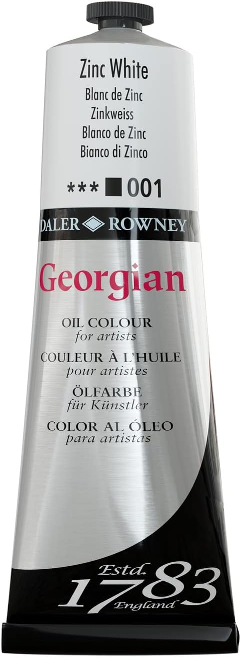 Daler Rowney Georgian Oil Paint Zinc White 225ml Tube - Art Paints for Canvas Paper and More - Oil Painting Supplies for Artists and Students - Ar...