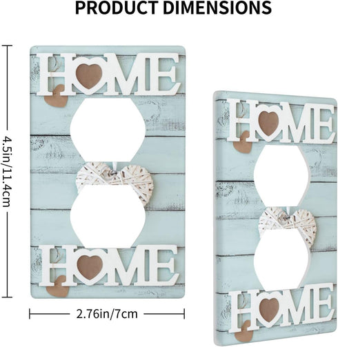 Home Sweet Blue And White Plate Decorative Light Switch Cover 1-Gang Single Duplex Outlet Faceplate for Kitchen Bathroom Bedroom Room Receptacle...