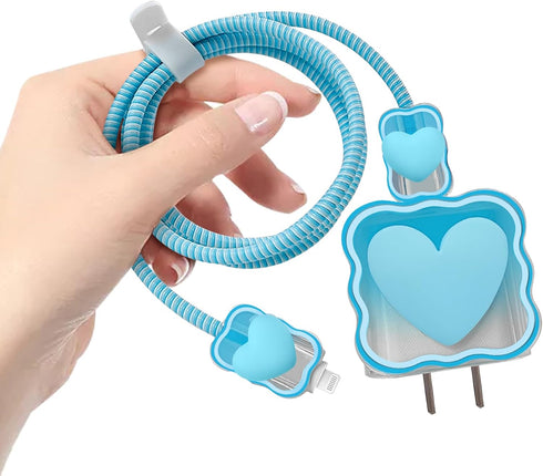 Cute Waves DIY Cable Protector for iPhone Charger,Kawaii 3D Love Heart Design,Data Cable USB Charger Data Line Phone Wire Saver Protector for iPho...
