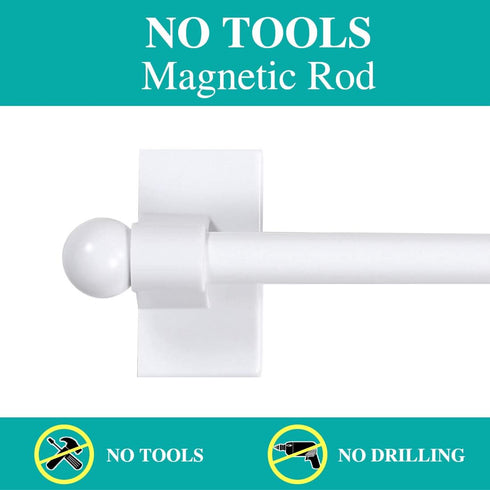 Turquoize Magnetic Curtain Rod 2 Pack Magnetic Curtain Rods For Metal Doors With Adjustable Length from 09 inch to 16 inch with Petite Ball for Sm...