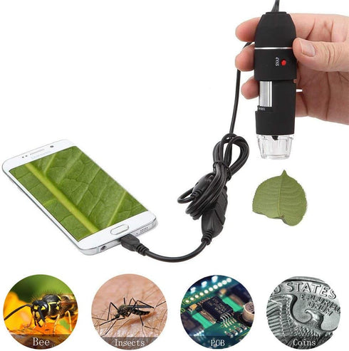 Original 40-1000X USB Microscope with Portable Carrying Case, Digital Magnification Endoscope Camera 8 LEDs Metal Base for Android Phone and Table...