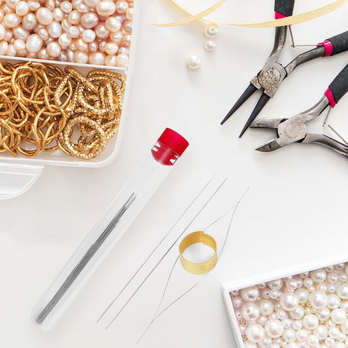 24 PCS Beading Needles for Jewelry Making, AFUNTA 6 Sizes Big Eye Beading Needles Stainless Bead Spinner Needles for Bracelet Necklace Making...