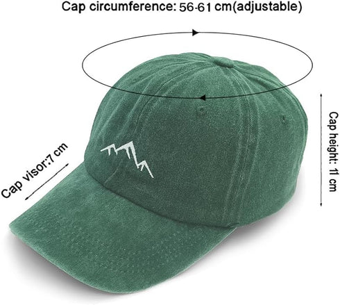 Vintage Baseball Cap Mens Peak Embroidery Baseball Hats Classic Washed Cotton Dad Cap Womens Outdoor Sports Cap Adjustable Green...