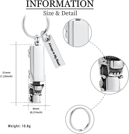 shajwo Cremation Jewelry 18 Wheeler Semi Truck Urn Keychain for Ashes for Women Men Memorial Human Ashes Pendant...