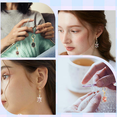 SUNNYCLUE 1 Box 20Pcs Stitch Marker Charms Locking Stitch Marker Metal Clip on Removable Lobster Clasps Leverback Stitch Markers for Knitting Weav...