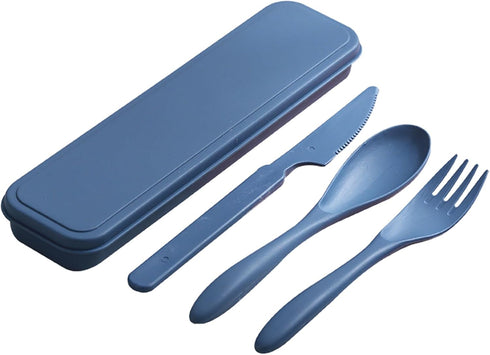 Reusable Travel Utensils Set with Case, Wheat Straw Portable Plastic Fork Spoons Knife Cutlery, Camping Eco-Friendly BPA Free Tableware for Kids A...