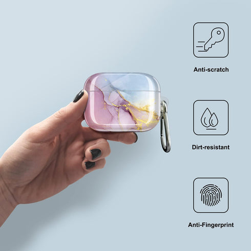 JIAXIUFEN Compatible with AirPods Pro Case Cover Gold Sparkle Glitter Marble Design Cute Full Protective Silicone TPU Skin Accessories for Women G...