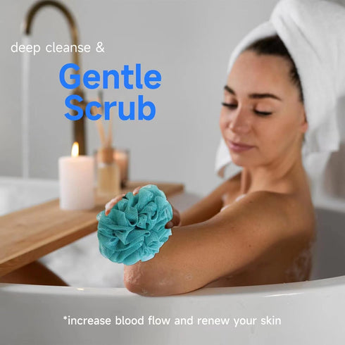 Luffa Loofah Sponge Shower Loofahs 50g Shower Bath Sponges Exfoliating Mesh Pouf Mesh Balls 4 Colors for Body Wash Back Scrubber Bathroom Men Wome...