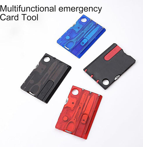 Red Outdoor Survival Bottle Opener Card Multi Tool Outdoor Barbecue Knife Camping Tool Hiking LED Light Magnifier EDC Tool Gear Multitools,Multito...