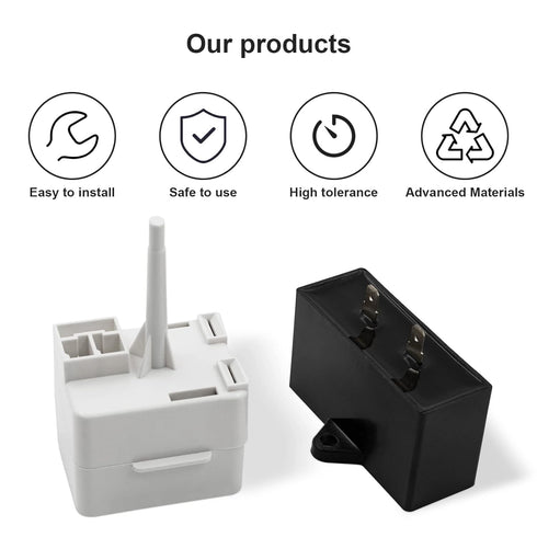 Exact Fit Refrigerator Start Relay Capacitor for Whirlpool, KitchenAid & Kenmore - Replaces W10416065, PS8746522, 67003186. Model: W10613606