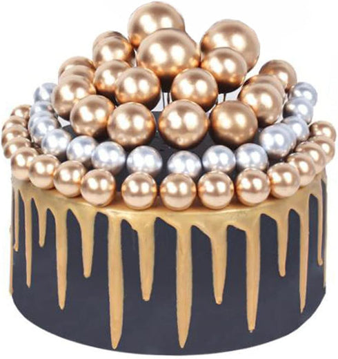 16pcs Ball Shaped Cake Topper Cake Picks Pearl Ball DIY Cake Insert Topper Cup Cake Topper Set Toothpick for Party Birthday Cake Baby Shower Weddi...