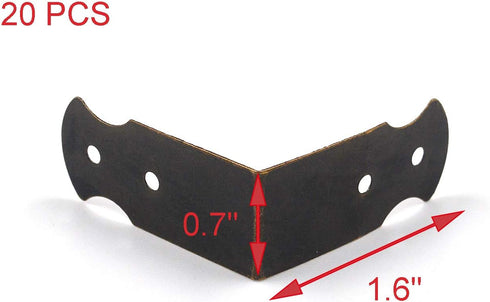 Geesatis 1.6" X 0.7" Set of 20 Right Angle Decorative Corner Protector Box Edge Cover Bracket, with Mounting Screws, Iron, Bronze...