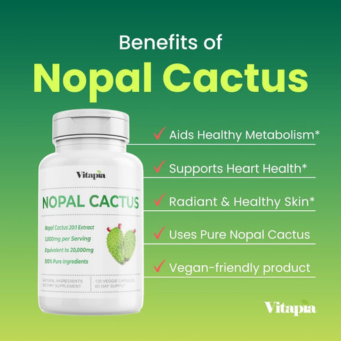 Nopal Cactus Extract 20,000mg for Antioxidant, Skin, Metabolism, Wellness, Heart Health Support - 120 Veggie Capsules - Non-GMO, Gluten-Free, Vega...