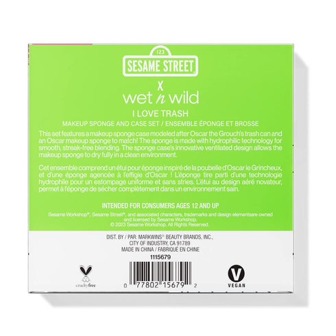 wet n wild x Sesame Street, I Love Trash Makeup Sponge And Case Set...