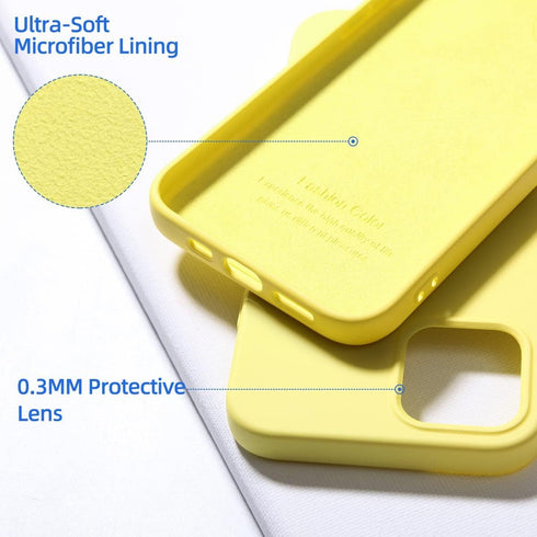Cute Puppy Pattern Cell Phone Case for iPhone 13, Anime Dog Design Women Girls Soft Yellow Liquid Silicone Shockproof Scratch-Resistant with Micro...