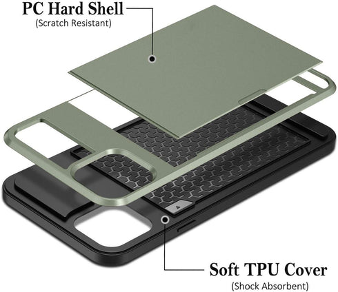 Vofolen Case for iPhone 11 Pro Case Wallet Credit Card Holder Slot Sliding Door Hidden Pocket Anti-Scratch Dual Layer Hybrid Protective Hard Shell...