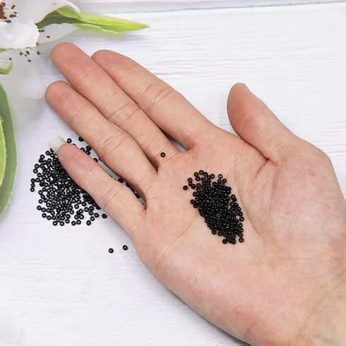 Size 12/0 Crafts Glass Seed Beads 2mm Black Beads for Jewelry Making (Total About 100g About 11000pcs)...